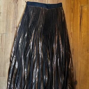 Christopher Kane Lame pleated bronze metallic midi skirt SIZE 4